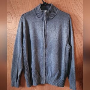 Dockers Dark Gray Zip Up Sweater Sz Med